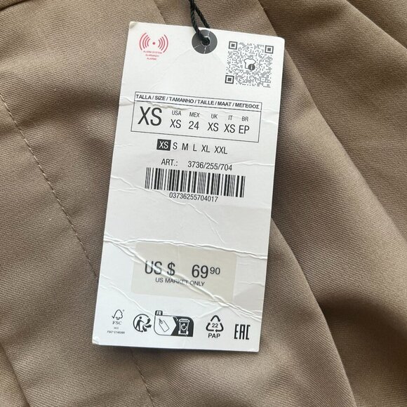 Zara Beige Pleated High Rise Wide Leg Palazzo Pants Trousers Size S - Picture 4 of 4